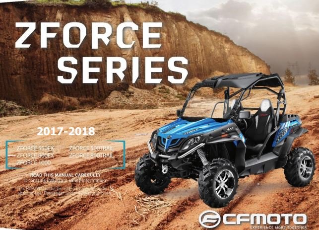 2017-18 CFMOTO ZFORCE Series Operators Manual