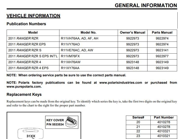 2011 Polaris Ranger RZR EPS, RZR S, RZR INT'L Service Manual