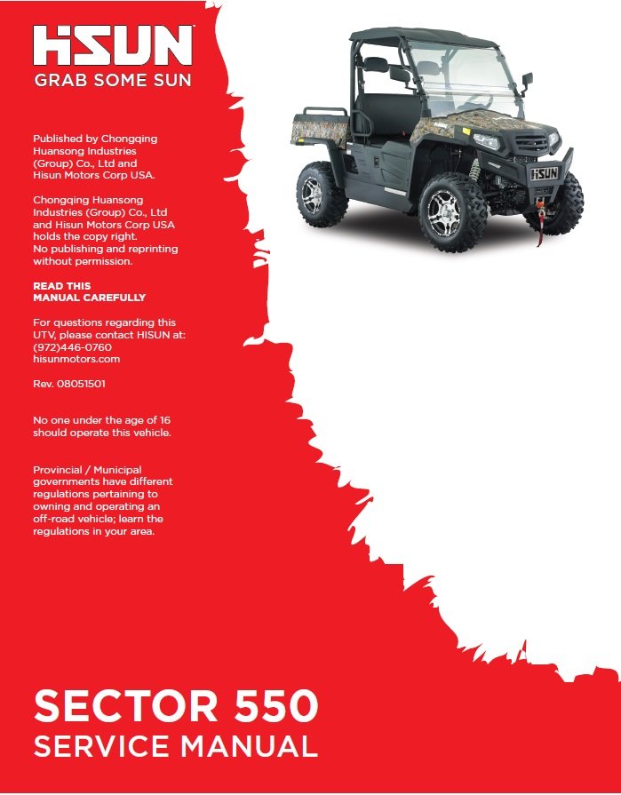 2018 HISUN HS-550 Sector Rural King Manuals